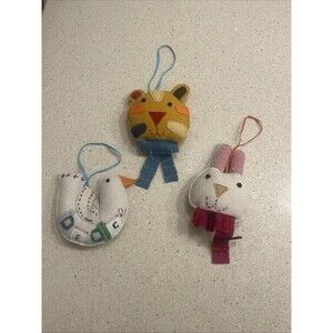The Land Of Nod Set Of 3 Wool Animals Christmas Baby Shower Easter Ornaments